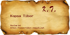 Kopsa Tibor névjegykártya
